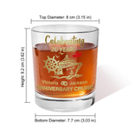 Personalized Anniversary Cruise 10 oz Durable Whiskey Glass with Name and Year Wedding Anniversary Cruise Vacation Gift for Couples