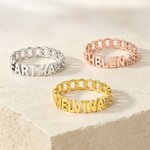 Personalized Heart Star Sterling Silver Ring with Name Dainty Jewelry Anniversary Birthday Gift for Mother Woman