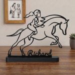 Personlig flerfarget Line Art Horse Desktop Plaque Ornament med navn Hjemmeinnredning Bursdag Jubileum Team Gave til kvinne Equestrian Horse Lover