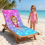 Personalized Colourful Gradient Cartoon Character Oversized Quick Dry Magnetic Beach Towel with Name Summer Vacation Gift for Family