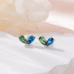 Personalized Symmetrical Heart Birthstone Sterling Silver Stud Earrings Minimalist Jewelry Birthday Anniversary Gift for Women