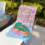 Personalized Cartoon Animals Soft Quick Dry Beach Towel with Name Summer Vacation Birthday Travel Beach Gift for Young Couples Women Besties