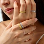 Personalized Heart Star Sterling Silver Ring with Name Dainty Jewelry Anniversary Birthday Gift for Mother Woman
