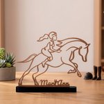 Personlig flerfarget Line Art Horse Desktop Plaque Ornament med navn Hjemmeinnredning Bursdag Jubileum Team Gave til kvinne Equestrian Horse Lover
