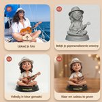 Gepersonaliseerd 3D fotobeeldje met standaard en tekst bureaudecoratie verjaardagscadeau voor gitaristen en muziekliefhebbers