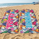 Toalla de playa personalizada de microfibra de secado rápido estilo graffiti y corazón con nombre Esenciales de viaje Fiesta en la playa Regalo de cumpleaños para mujeres Amigos