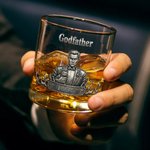 Personalised Godfather Character 10 oz Rock Whiskey Glass with Name Father's Day Birthday Anniversary Gift for Dad Granddad