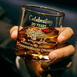 Personalized Anniversary Cruise 10 oz Durable Whiskey Glass with Name and Year Wedding Anniversary Cruise Vacation Gift for Couples