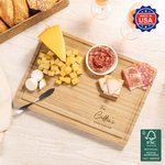 Personalized Name Date FSC Bamboo Engraving Charcuterie Cutting Board with Juice Groove Ship from USA Wedding Housewarming Gift for Family