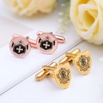 Gemelos personalizados de acero inoxidable con escudo familiar y foto grabada regalo de Día del Padre y cumpleaños para hombres