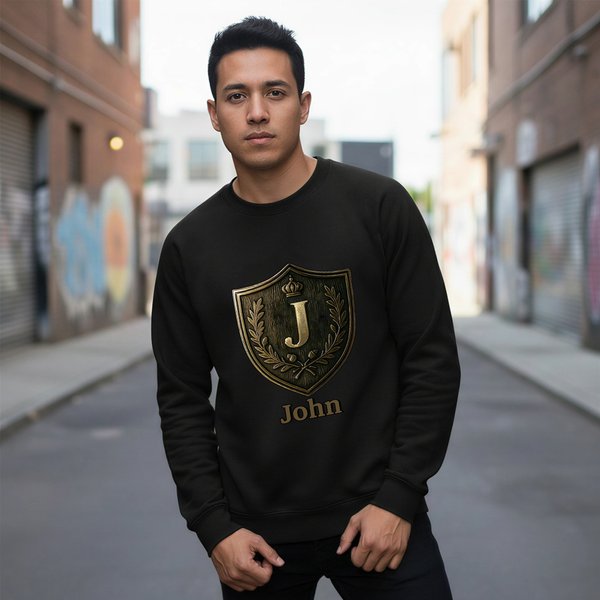 Personalized Badge Initial Multicolour T-shirt Sweatshirt with Name Birthday Father's Day Gift for Man