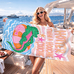 Personalized Cartoon Animals Soft Quick Dry Beach Towel with Name Summer Vacation Birthday Travel Beach Gift for Young Couples Women Besties