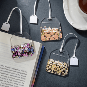 Personalized Birth Flower Teabag Bookmark with Text Bookish Accessory Birthday Reading Gift for Book Lovers Tea Drinkers Bookworms