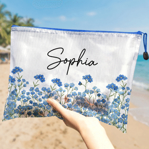 Personalized Birth Flower Waterproof Large Capacity Pool Beach Bag with Name Daily Use Birthday Summer Vocation Party Gift for Women