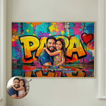 Gepersonaliseerde Abstracte Graffiti Art Photo Grote Canvas Afdrukken met Tekst Home Decor Schip van USA Vaderdag Verjaardagscadeau voor Vader Familie