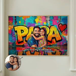 Personalised Abstract Graffiti Art Photo Large Canvas Prints with Text Home Decor Father's Day Birthday Gift for Father Family