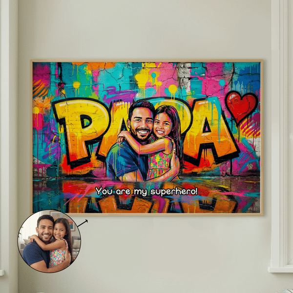 Gepersonaliseerde Abstracte Graffiti Art Photo Grote Canvas Afdrukken met Tekst Home Decor Schip van USA Vaderdag Verjaardagscadeau voor Vader Familie