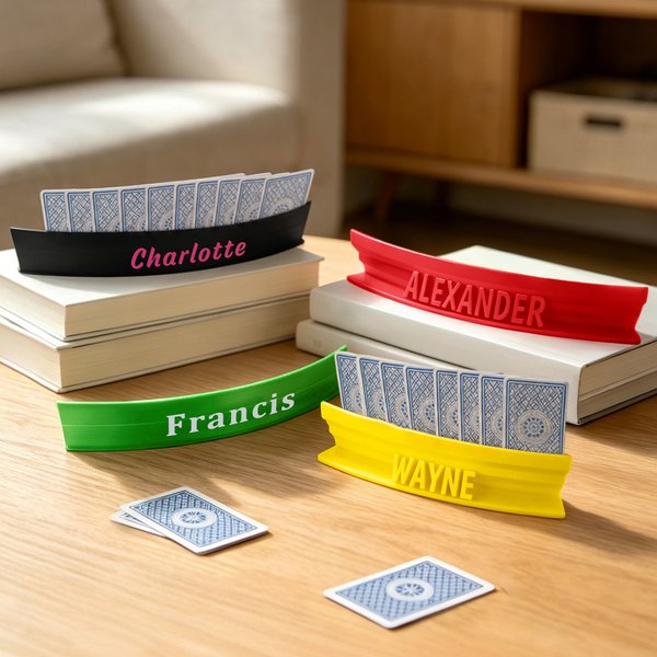 Personalised 3D-Printed Multicolor Playing Card Holder with Name Game Night Birthday Gift for Card Canasta Lover