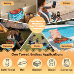 Personalized Cartoon Animals Soft Quick Dry Beach Towel with Name Summer Vacation Birthday Travel Beach Gift for Young Couples Women Besties