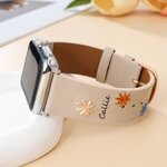Personalized Bohemian Style Embroidered Flower Watch Band with Name Birthday Gift for Girl Woman