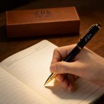 Stylo noir personnalisé avec nom - Boîte au choix avec initiale et nom - Cadeau de remerciement pour professeurs collègues
