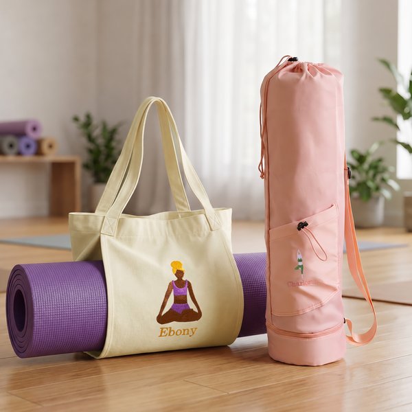 Personalised Embroidered Yoga Pose Large Capacity Yoga Mat Bag with Name Pilates Accessory Birthday Gift for Yoga Lovers