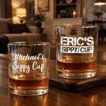 Personalized Sippy Cup Design 10 oz Rock Whisky Glass with Name Father's Day Anniversary Birthday Gift for Dad Husband Boyfriend