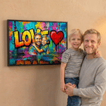 Gepersonaliseerde Abstracte Graffiti Art Photo Grote Canvas Afdrukken met Tekst Home Decor Schip van USA Vaderdag Verjaardagscadeau voor Vader Familie