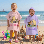 Personalized Classic Winnie the Pooh Soft Quick Dry Hooded Beach Towel with Name Summer Vacation Travel Beach Party Children's Day Gift for Kids