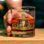 Personalised Godfather Character 10 oz Rock Whiskey Glass with Name Father's Day Birthday Anniversary Gift for Dad Granddad