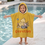Personalized Classic Winnie the Pooh Soft Quick Dry Hooded Beach Towel with Name Summer Vacation Travel Beach Party Children's Day Gift for Kids