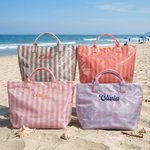 Diseño personalizado a rayas Bolsa de playa impermeable de gran capacidad con nombre bordado Uso en la piscina Regalo de despedida de soltera para chicas Mujeres