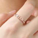 Personalized Heart Star Sterling Silver Ring with Name Dainty Jewelry Anniversary Birthday Gift for Mother Woman