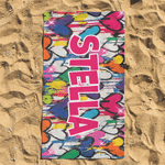 Toalla de playa personalizada de microfibra de secado rápido estilo graffiti y corazón con nombre Esenciales de viaje Fiesta en la playa Regalo de cumpleaños para mujeres Amigos