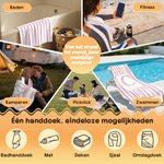 Gepersonaliseerde sneldrogende strandhanddoek met naam en initiaal in waterverf-streepdesign zomervakantie verjaardagscadeau voor vrouwen en vrienden