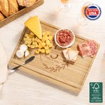 Personalized Wreath Engraved Initial Name FSC Bamboo Cutting Board with Text Juice Groove Ship from USA Housewarming Wedding Gift for Family Couple