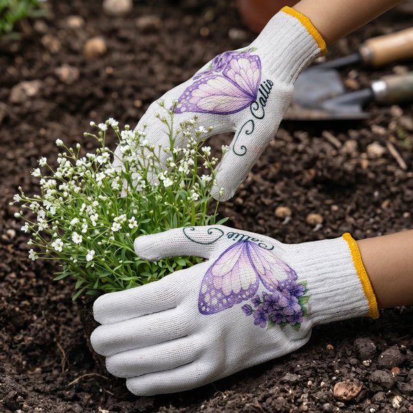 Personalized Gardening Gloves Butterfly Birth Flower with Name Gardening Protection Gift for Gardening Enthusiasts