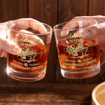 Personalized Anniversary Cruise 10 oz Durable Whiskey Glass with Name and Year Wedding Anniversary Cruise Vacation Gift for Couples