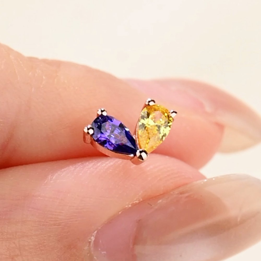 Personalized Symmetrical Heart Birthstone Sterling Silver Stud Earrings Minimalist Jewelry Birthday Anniversary Gift for Women 5