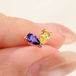 Personalized Symmetrical Heart Birthstone Sterling Silver Stud Earrings Minimalist Jewelry Birthday Anniversary Gift for Women