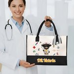 Personalised Cute Highland Cow Durable Makeup Bag Large Tote Bag with Text Nurses Day Birthday Gift for Nurse Doctor Student