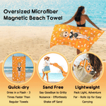 Personalized Colourful Gradient Cartoon Character Oversized Quick Dry Magnetic Beach Towel with Name Summer Vacation Gift for Family