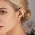 Personalized Symmetrical Heart Birthstone Sterling Silver Stud Earrings Minimalist Jewelry Birthday Anniversary Gift for Women