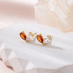 Personalized Symmetrical Heart Birthstone Sterling Silver Stud Earrings Minimalist Jewelry Birthday Anniversary Gift for Women