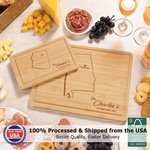 Personalized Engraved State Map Silhouette Heart Cutting Board with Juice Groove Ship from USA Long Distance Gift for Family Couple