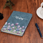 Personalized Multicolor Birth Flower PU Leather A5 Notebook and Pen Set with Name Anniversary Birthday Father's Day Gift for Mother Father