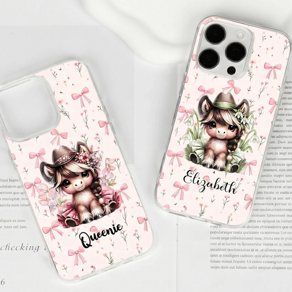 Personalised Horse Girl Birth Flower Phone Case for iPhone with Name Daily Use Birthday Gift for Family Friends Horse Lovers