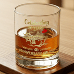 Personalized Anniversary Cruise 10 oz Durable Whiskey Glass with Name and Year Wedding Anniversary Cruise Vacation Gift for Couples