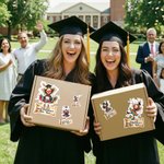 Gepersonaliseerde Cartoon Afgestudeerd Meisje Waterdichte Stickers met Naam en Jaar Gunst Etiket Viering Afstudeerfeest Decor voor 2026 Afgestudeerden