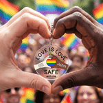 Personalized Love Is Love Rainbow LGBTQ Acrylic Keychain with Name Daily Use Pride Parade Birthday Gift for Gay Couple Friend